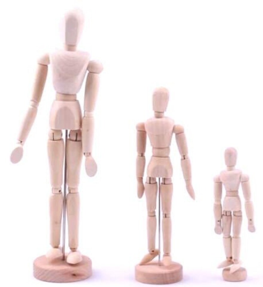 image 1 of 3 x Assorted Size Artists Wooden Manikin Movable Limbs Human Joints Manikins Manakin Mannequin
