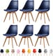 image 1 of Set of 6 Dining Chairs with Solid Wooden Legs and Seat Cushion Pads in Blue - Eva by MCC