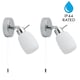 image 2 of First Choice Lighting Set of 2 Brom Chrome Opal Glass IP44 Pull Cord Bathroom Wall Spotlights Chrome