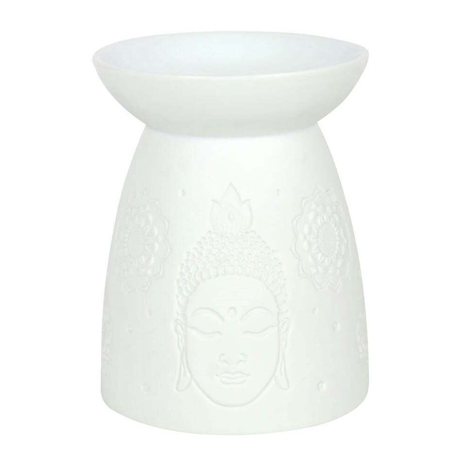 image 1 of Something Different Ceramic Buddha Head Oil Burner - White - 12.5cm x 9.5cm x 9.5cm