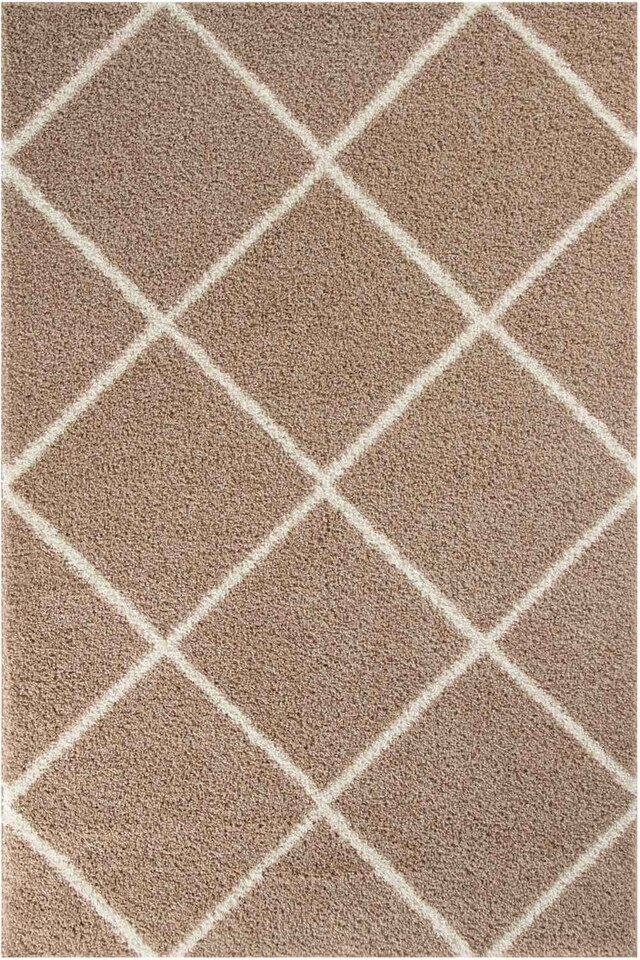 image 1 of The Rugs Moroccan Collection Soft High Pile Shaggy Diamond Floor Rugs and Runners Living Room