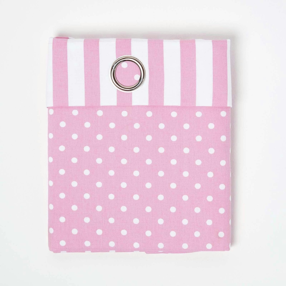 image 1 of Homescapes Polka Dots Pink Ready Made Eyelet Curtain Pair - 137 x 182 cm Drop | Pink | Pink