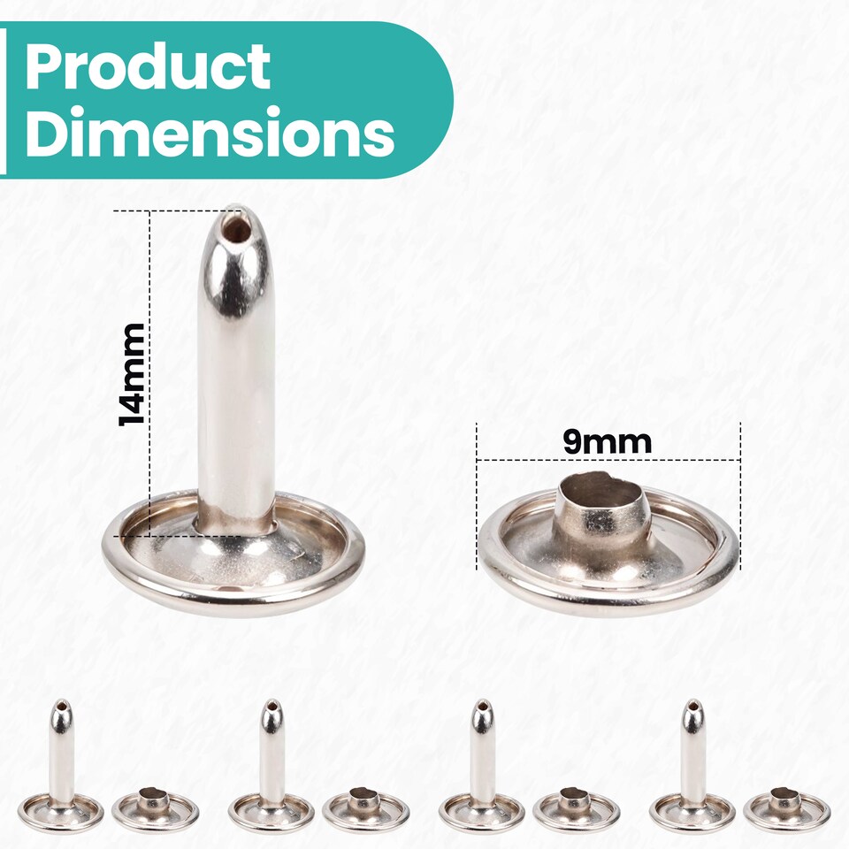 image 1 of 9x14mm Extra Long Double Cap Studs, Shoes, Repair Clothing -  50pcs
