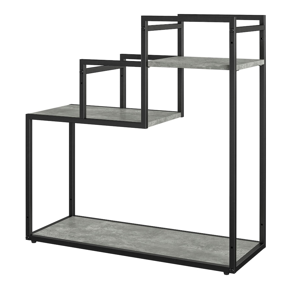image 1 of Weston Plant Stand with 3 Shelves Black/Light Concrete | Grey | LIGHT CONCRETE