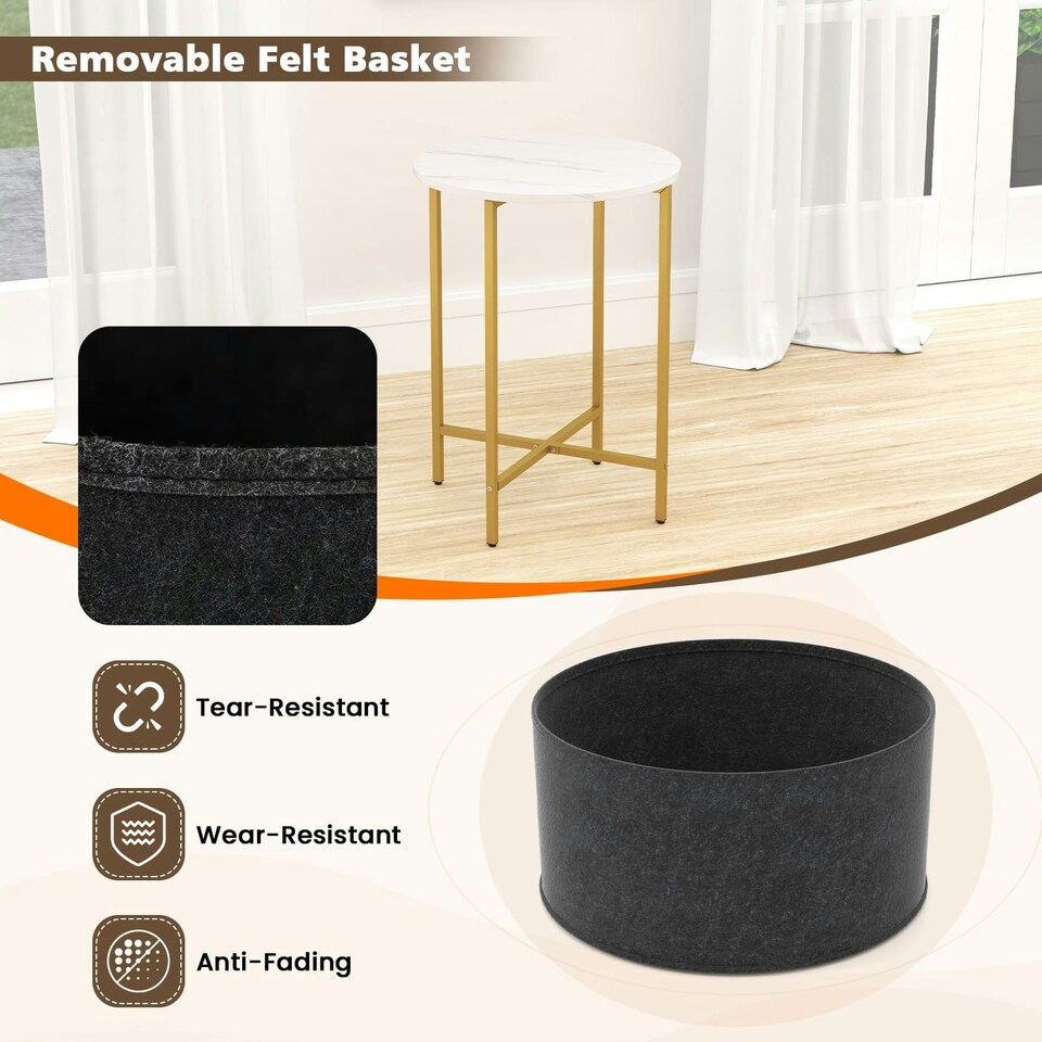 image 1 of COSTWAY Round End Table Small Space 2-Tier Side Table White