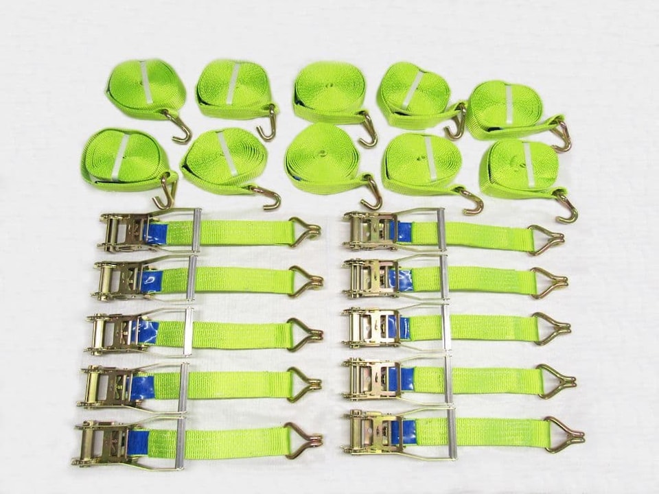 Ratchet Straps Hi Vis 5 Ton 50MM 12M x10 (Lashing Tie Down Claw J Hook Lorry Cargo)