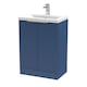 image 1 of Balterley Fluted Front Floor Standing 2 Soft Close Door Bathroom Vanity Unit with 1 Tap Hole Basin, Handles | Blue | Satin Blue
