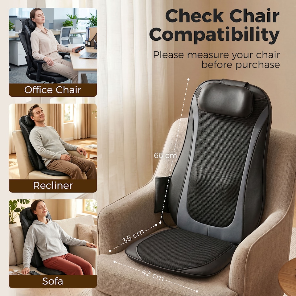 image 1 of HOMCOM Back Massager with Heat, Deep Tissue Massage Chair for Home Office