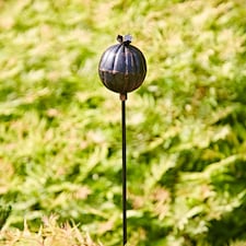 Recycled Iron Poppy Seed Head Garden Stake Decoration