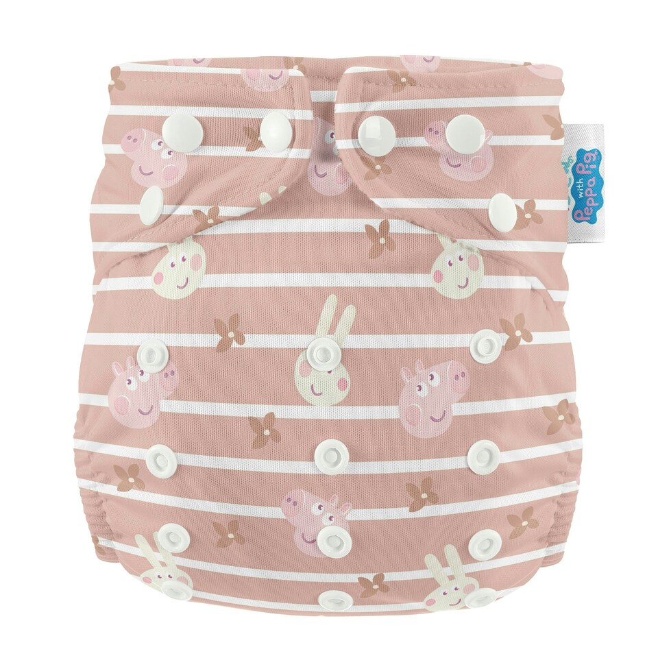 image 1 of Peppa Pig One Size All-In-One Reusable Cloth Nappy - Blush Stripe
