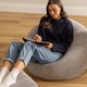 image 6 of Kingston Cord Adults Bean Bag Chair and Pouffe, Ready Filled Beanbag and Footstool Grey | Grey | Grey | 2