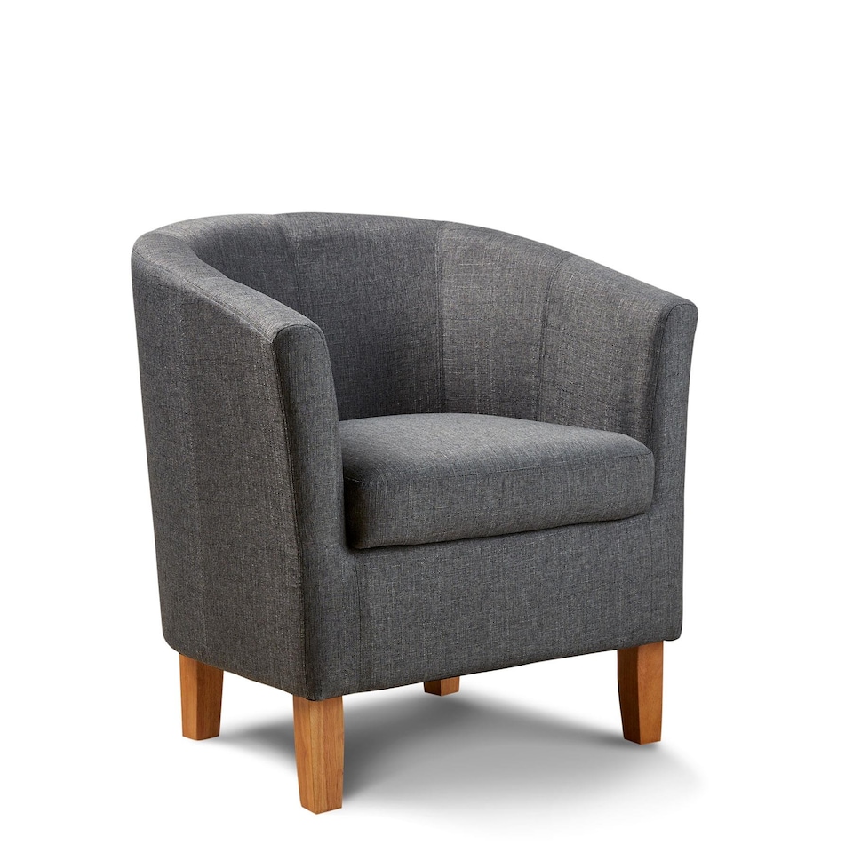 image 1 of Fabric Tub Chair Colour Range Wooden Legs Armchair Living Room Modern Office | Grey