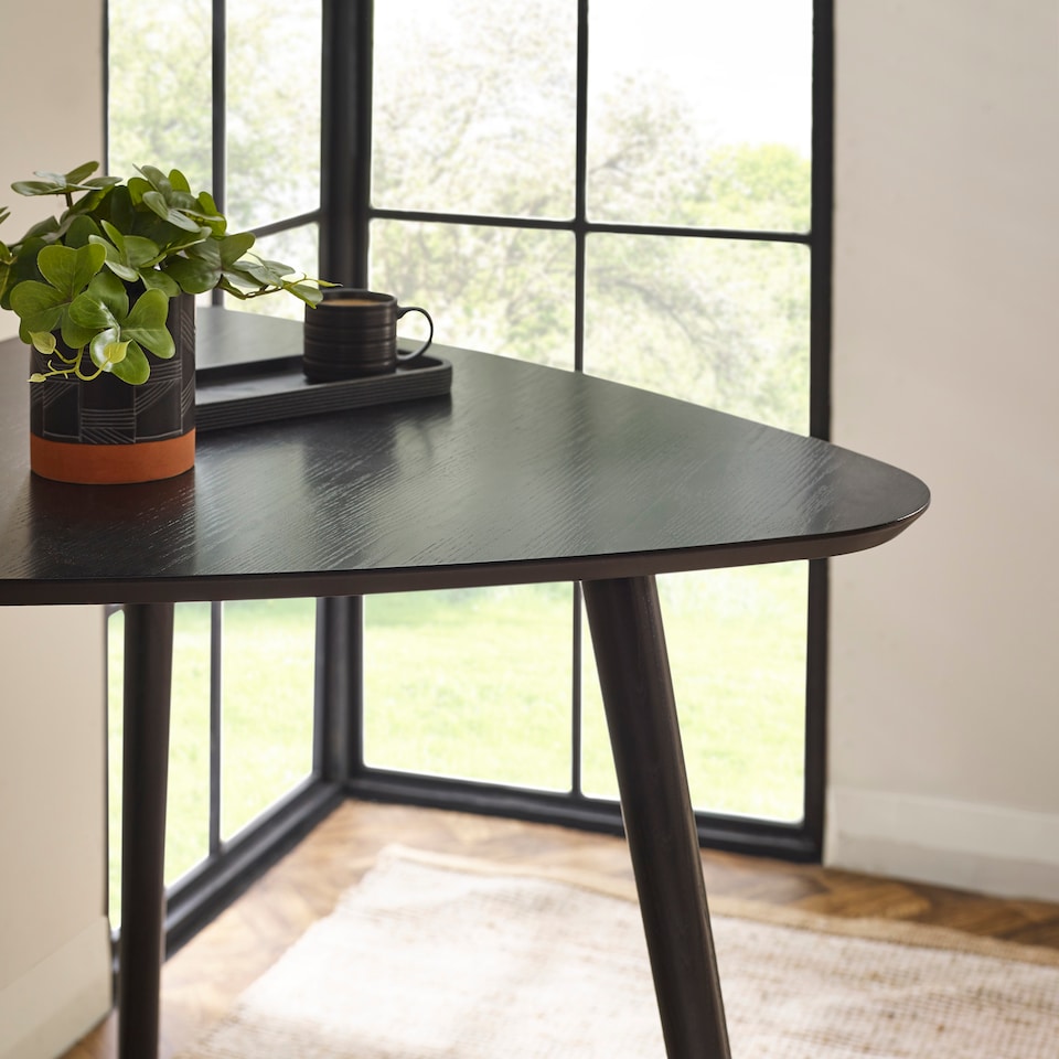 image 1 of Athena Black Triangular 3 Seater Dining Table