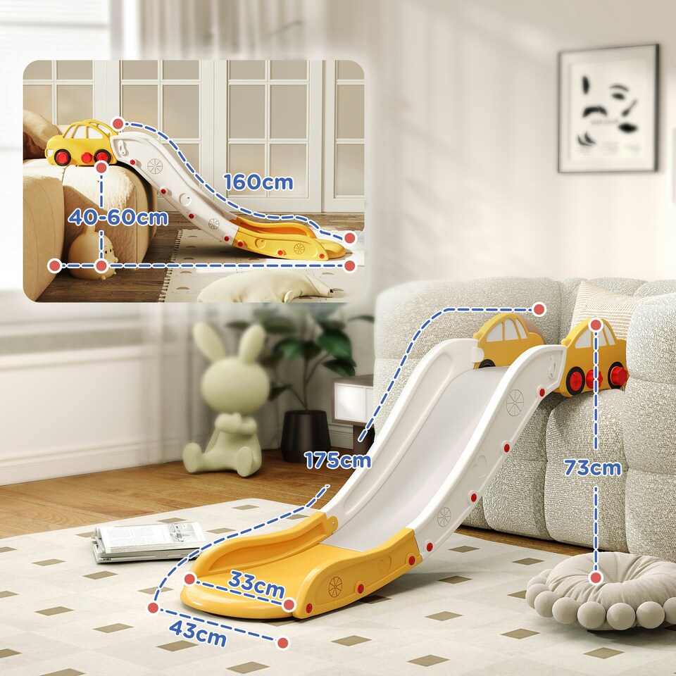 image 1 of AIYAPLAY Kids Slide for Bed, Sofa, Easy to Assemble, Yellow