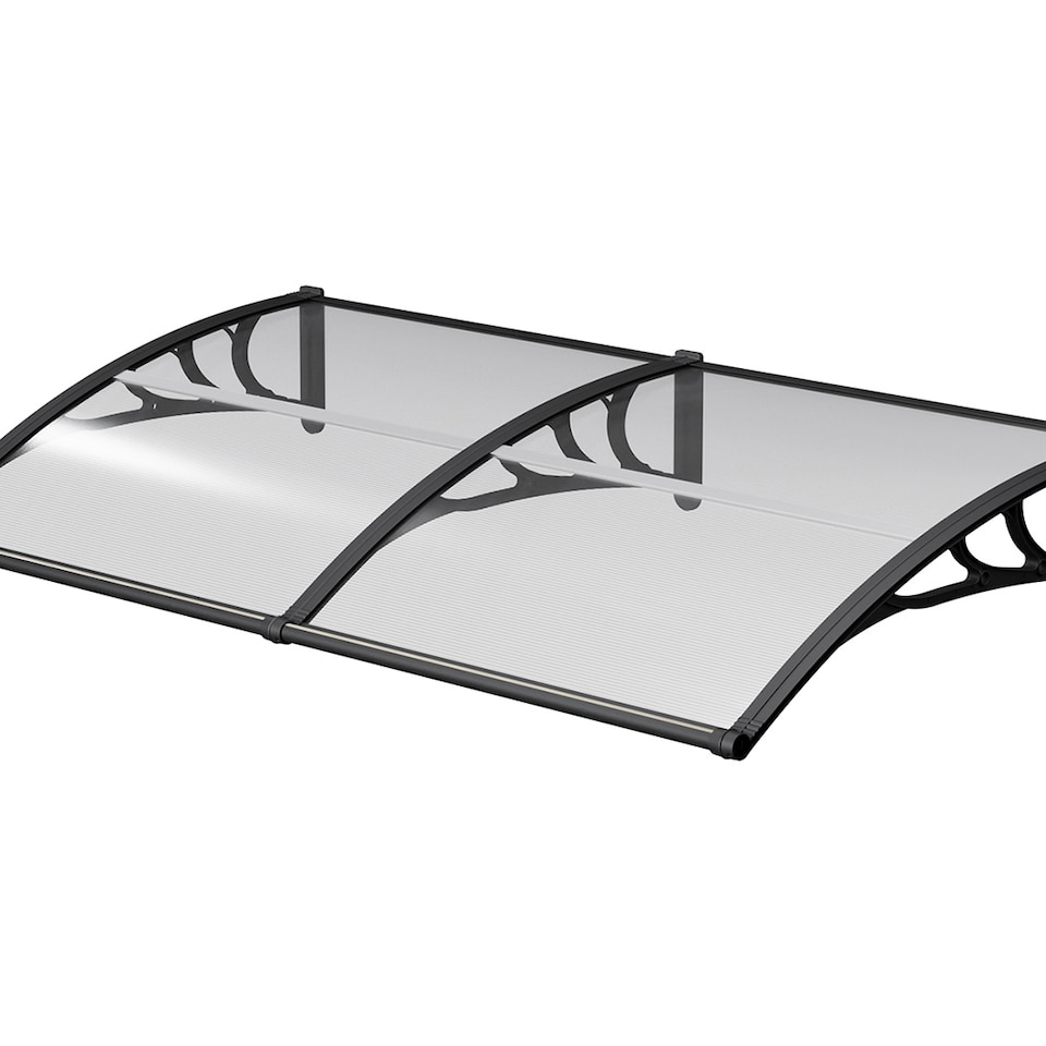 image 1 of Living and Home Awning Canopy for Window and Door with Drainage - 200cm W x 100cm D Dark Grey