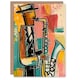 image 1 of Abstract Jazz Music Saxophone Player Man Him Birthday Card