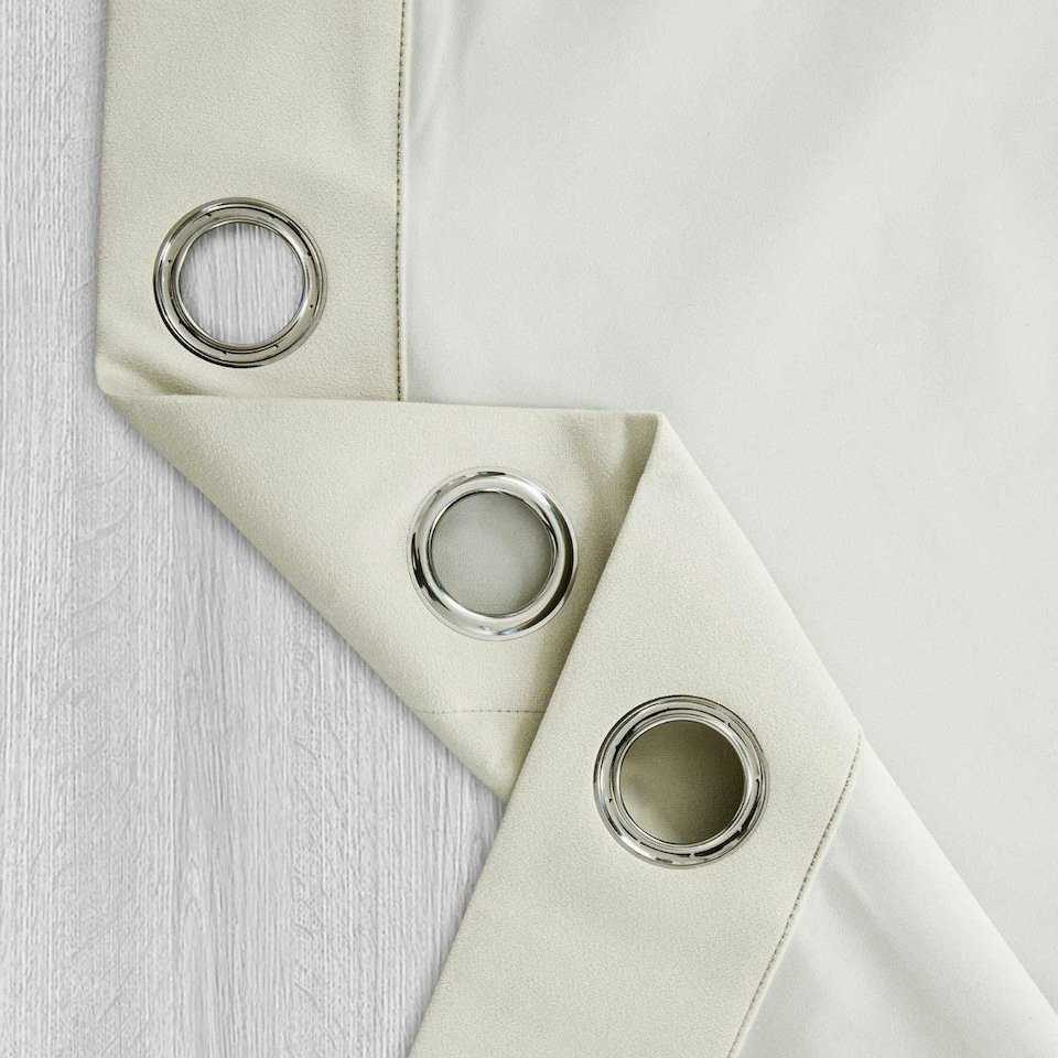 image 1 of Homescapes Thermal 100% Blackout Cream Velvet Curtains - 46 x 54" Cream