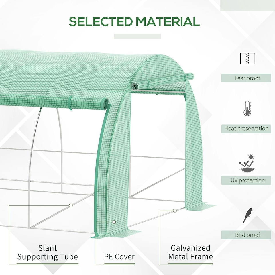 image 1 of Outsunny 4 x 3 x 2 m Polytunnel Greenhouse Pollytunnel Tent Steel Frame Green
