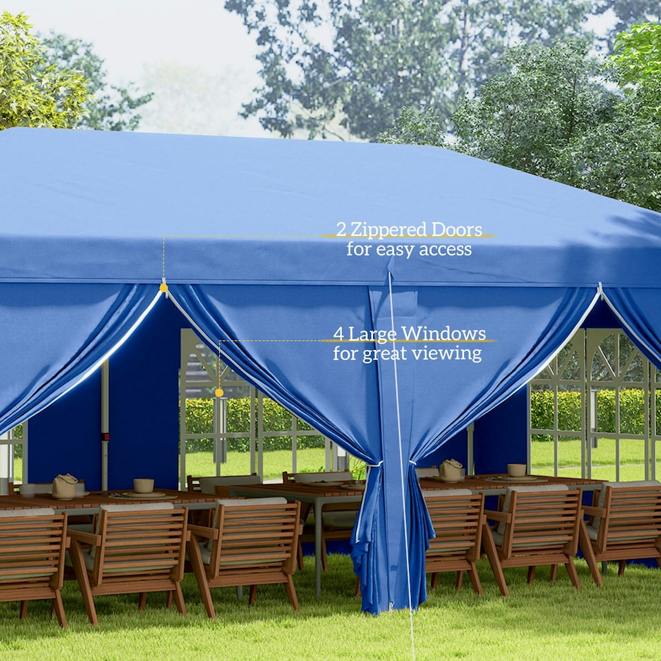 image 1 of Outsunny 3m x 6m Pop Up Gazebo Party Tent Canopy Marquee with Storage Bag Blue