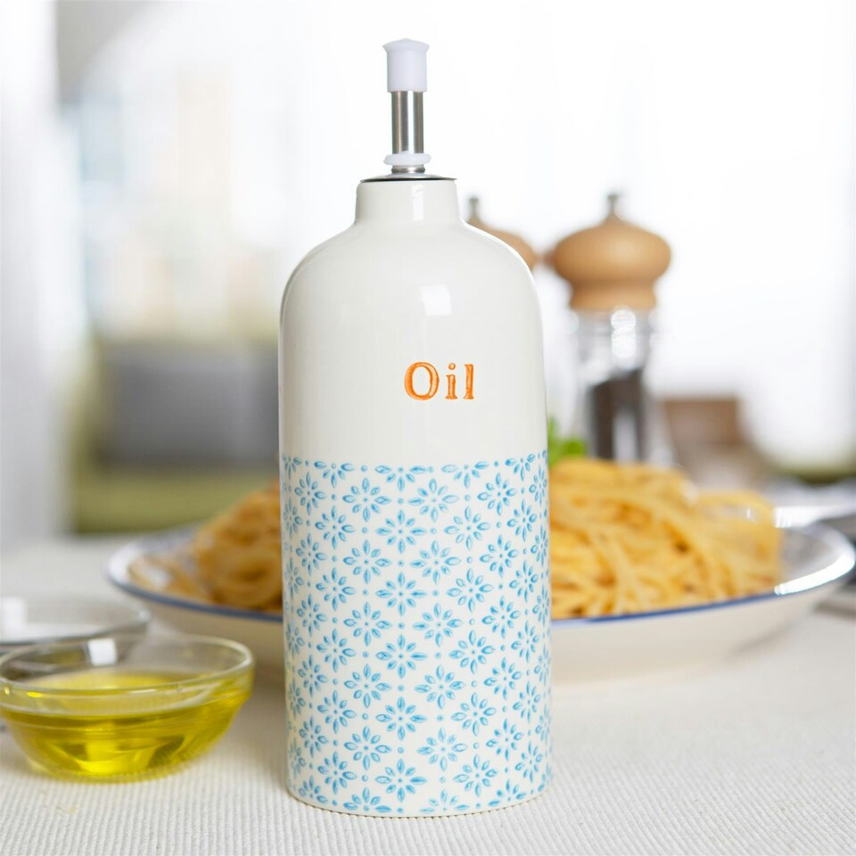 image 1 of Nicola Spring Hand-Printed Olive Oil Pourer Bottles - 500ml - 3 Colours - Pack of 3