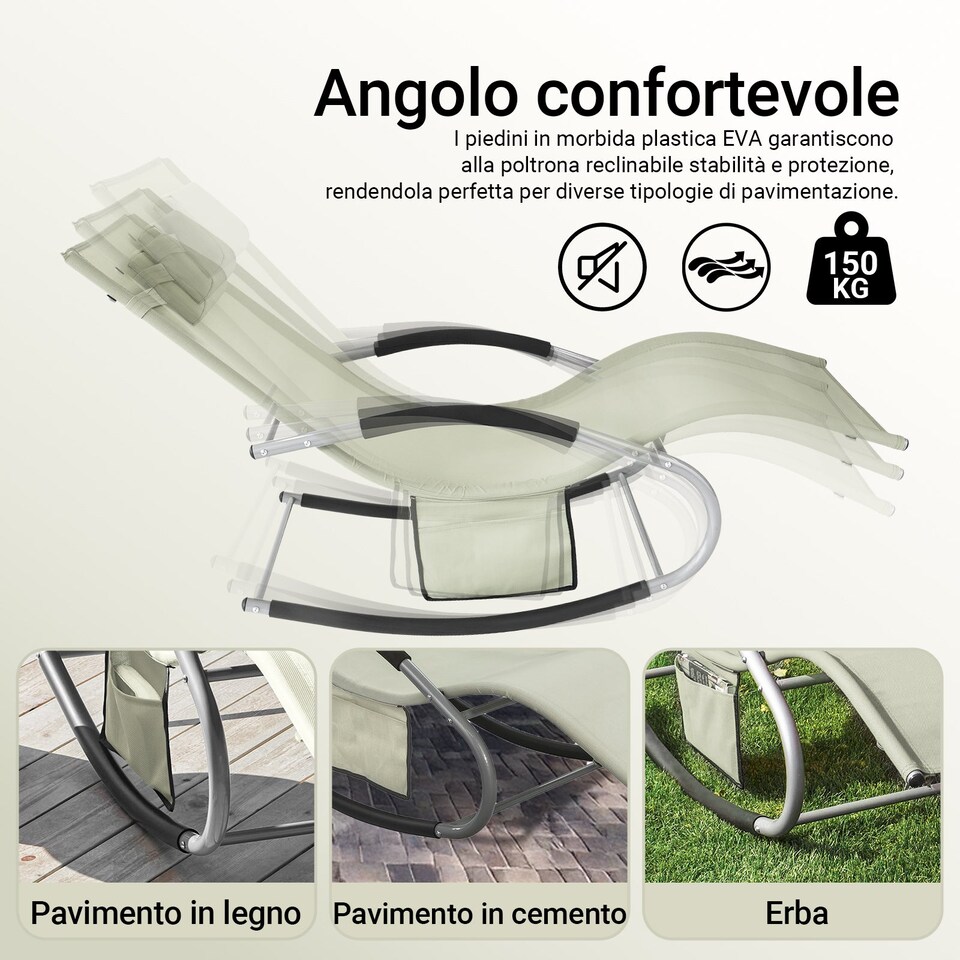 image 1 of SoBuy OGS28-MIX2,Set of 2 Outdoor Garden Rocking Sun Lounger Recliner Relaxing Chair