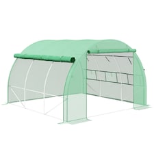 Outsunny 3 x 3 x 2 m Polytunnel Greenhouse Pollytunnel Tent Steel Frame Green