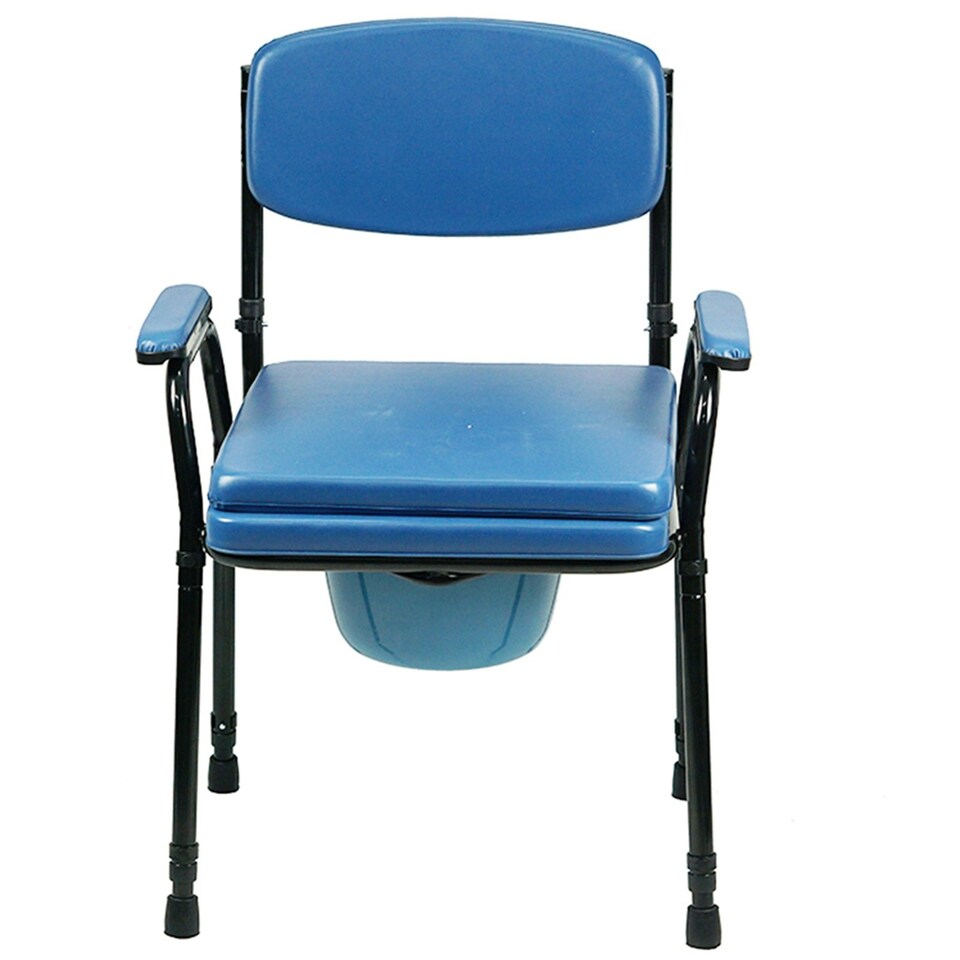 image 1 of Padded Steel Commode Toilet Chair And Pan Height Adjustable Seat disability Aid