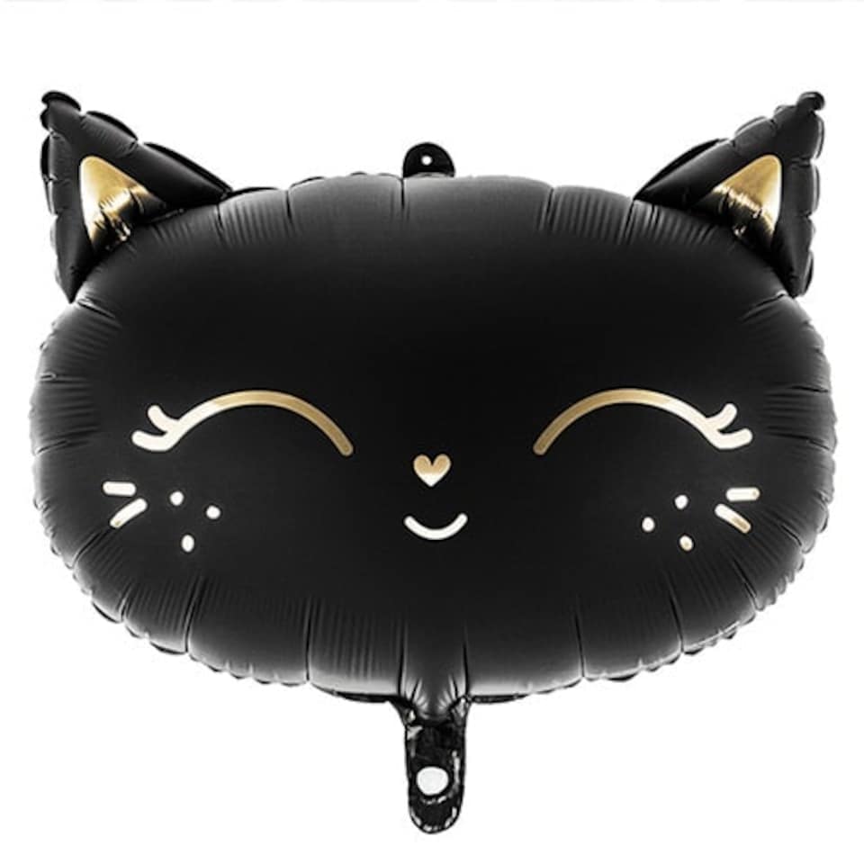 image 1 of Black Cat Shaped Foil Helium Balloon 48cm / 19 in