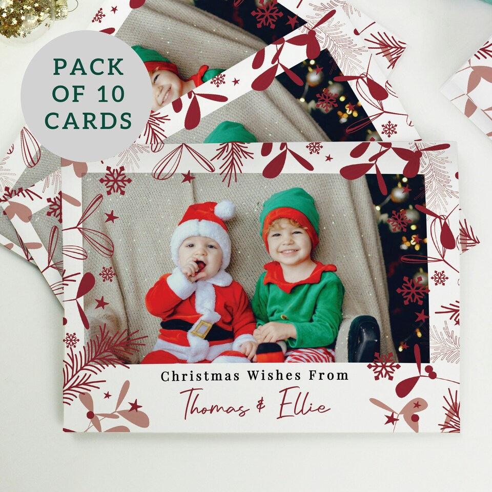 image 1 of Personalised Photo Upload Pack of 10 Christmas Cards