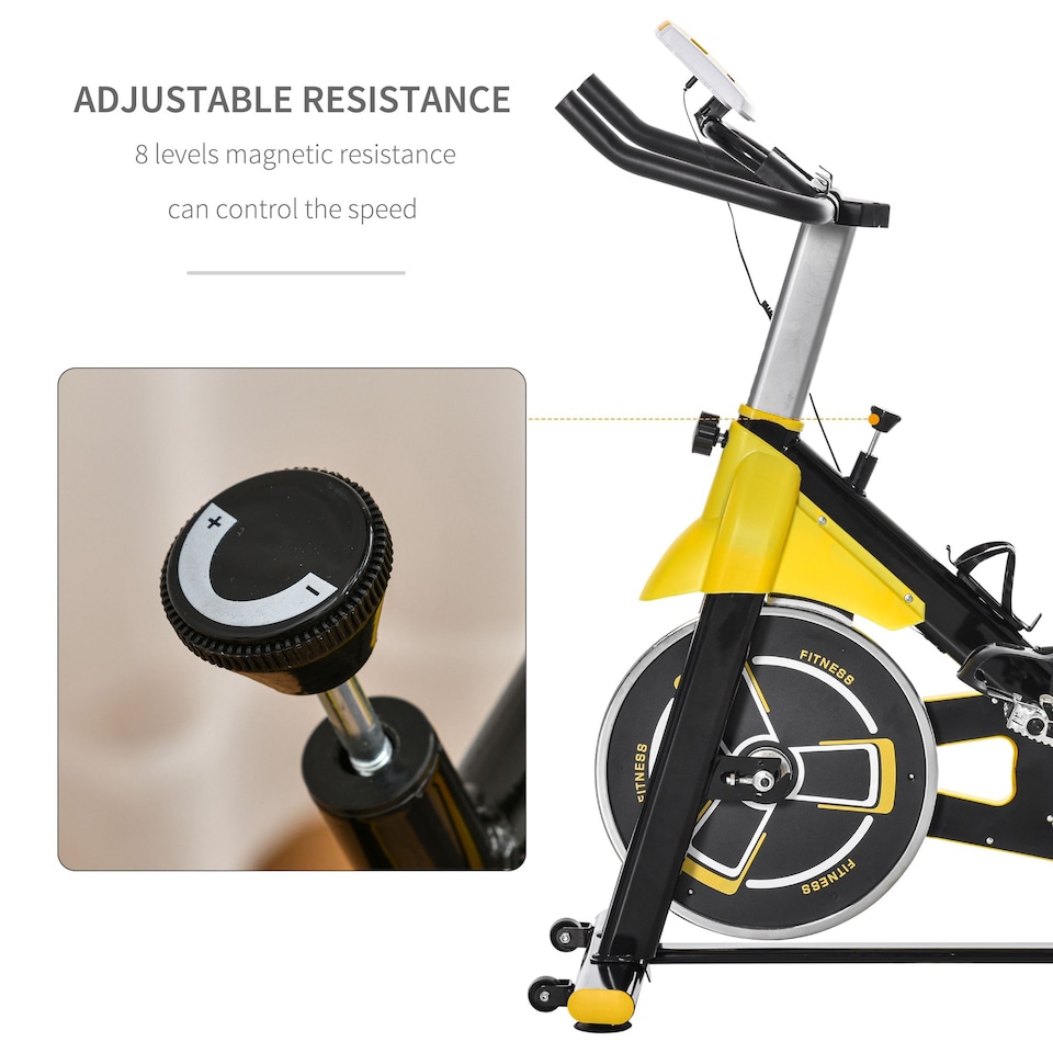 image 1 of HOMCOM Exercise Bike with 6kg Flywheel Belt Drive, Adjustable Resistance