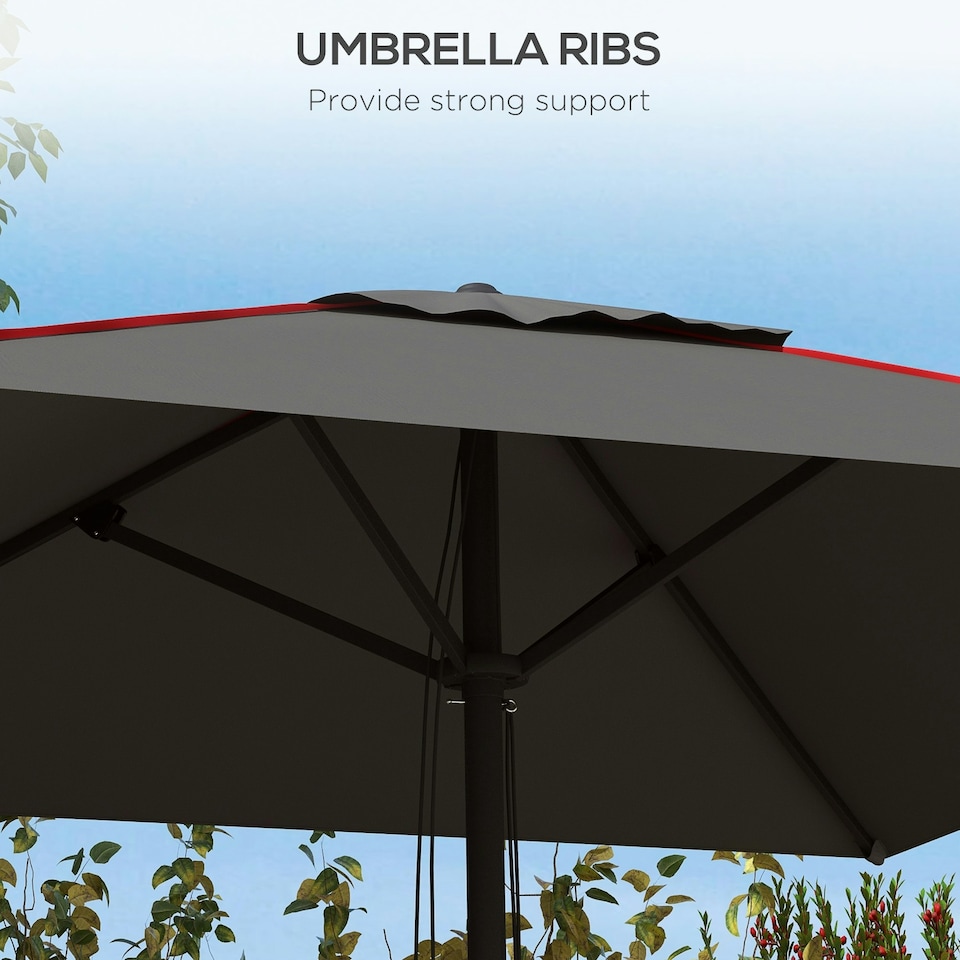 image 1 of Outsunny Sun Parasol with Vent, Table Umbrella for Patio, Garden, Pool, Grey