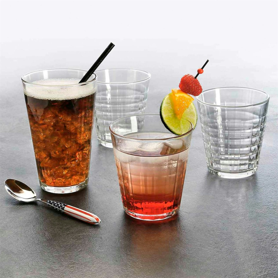 image 1 of Duralex Prisme Drinking Glasses - 275ml Tumblers for Water, Juice - Clear - Pack of 6 Clear