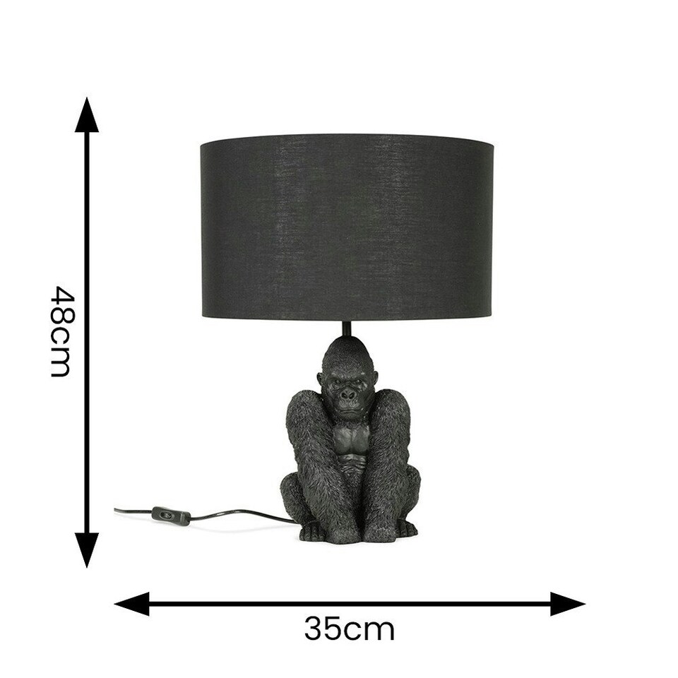 image 1 of ValueLights Gus Black Table Lamp Drum Natural Shade