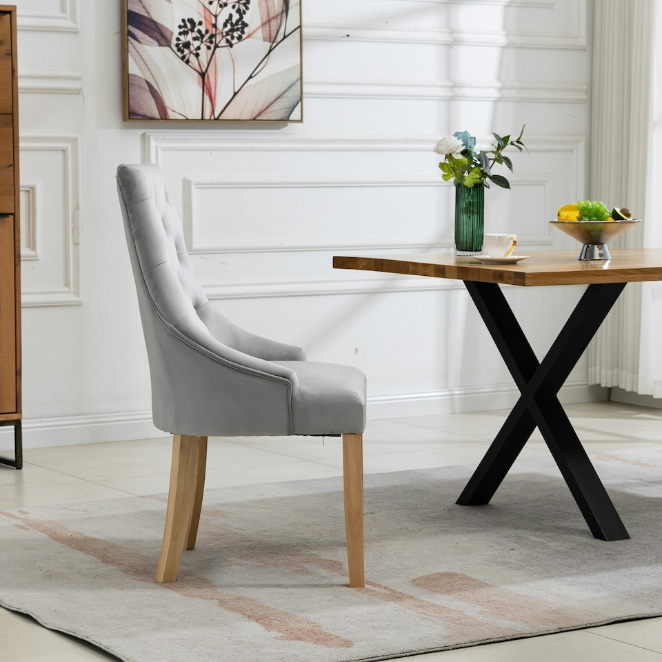 image 1 of Ravenna Velvet Dining Chairs - Set of 2 - Silver