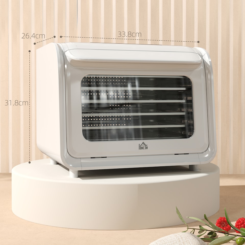 image 1 of HOMCOM Digital Food Dehydrator with 6 Stainless Steel Tray, 350W Food Dryer Machine with LED Touch Panel, Adjustable Temperature, 48H Timer for Drying Fruit, Meat, Vegetable, Jerky, Pet Treat, White