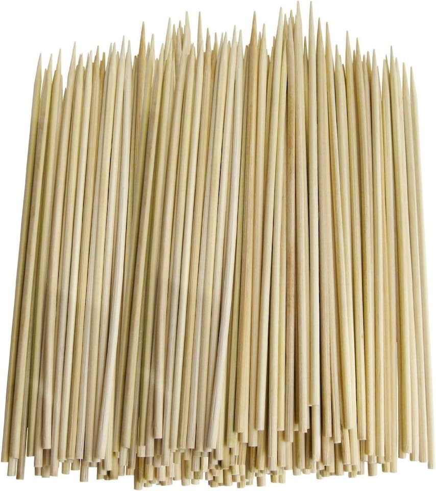 image 1 of 100 Bamboo BBQ Skewers 15cm - Wooden Kebab Sticks for BBQ, Party, Fruit & Chocolate Fountain, Natural & Strong