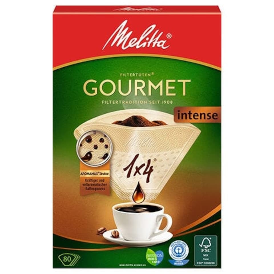 image 1 of Melitta Gourmet Intense Coffee Filters 1x4 Pack Of 80