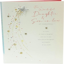 Starburst Dual Stars Design Daughter & Son-in-Law Christmas Card