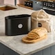 image 2 of Cooks Professional Ribbed Bread Bin, Linen Bag & Bamboo Board Set with Silver Label | Black | Black & Silver | 1