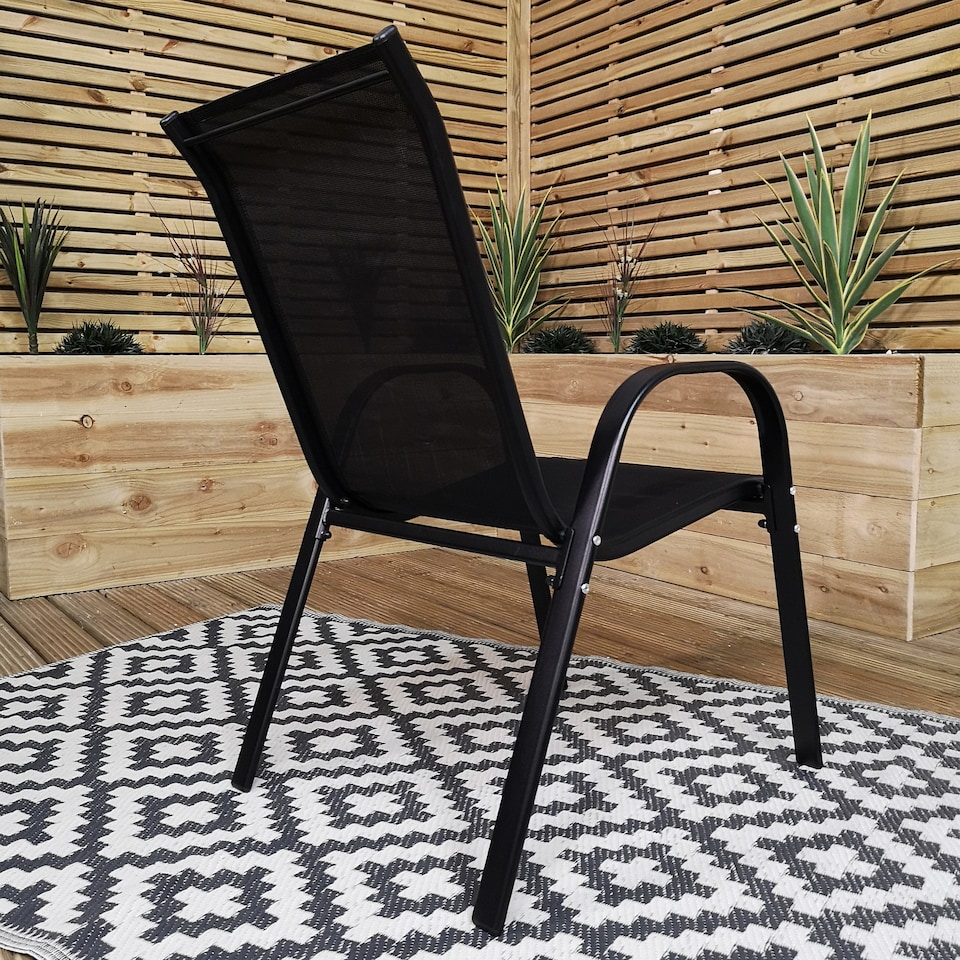 image 1 of Set of 6 Outdoor Garden Patio Textilene Furniture Chairs in Black