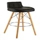 image 2 of Interiors by Premier Black Leather Effect Bar Stool, Comfortable Seating Faux Leather Bar Stool, Space-Saver Kitchen Stool