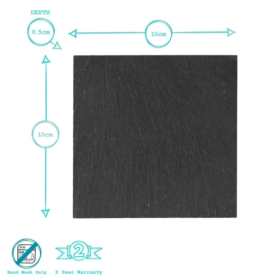 image 1 of Argon Tableware 12 Piece Linea Square Slate Placemats & Coasters Set - 10cm Grey