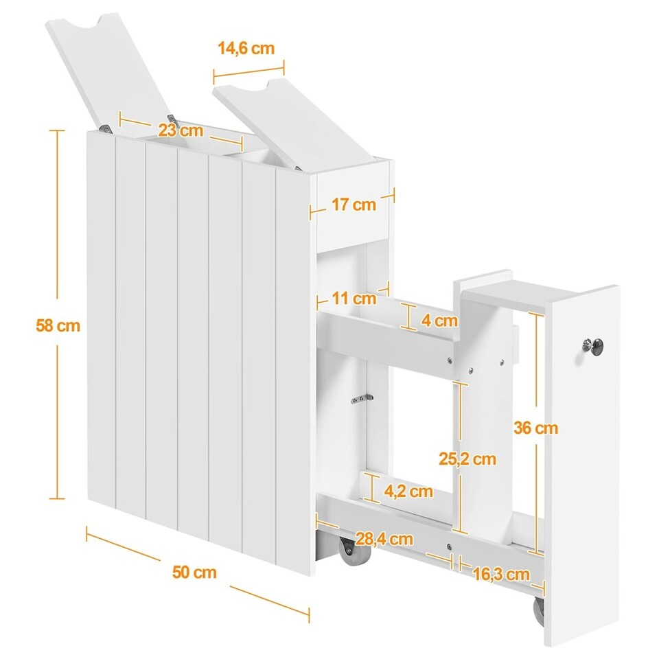 image 1 of Yaheetech Compact Freestanding Bathroom Organizer White White