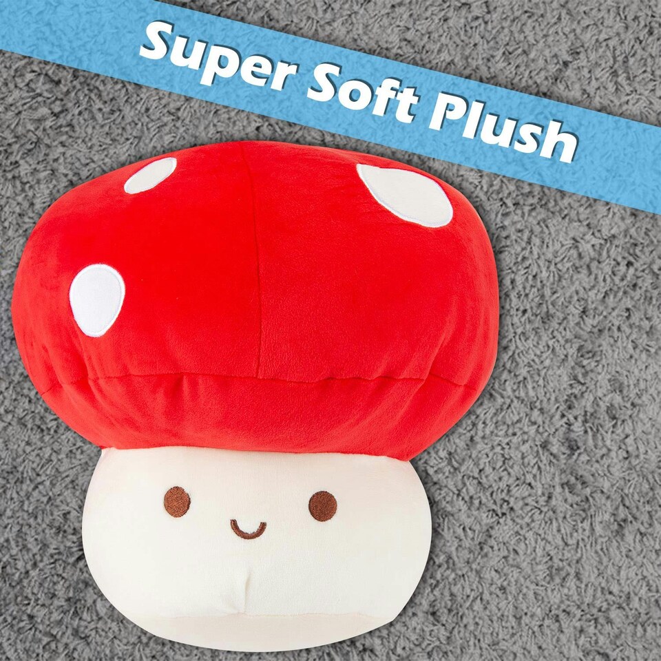 image 1 of Red Mushroom Mochi Soft Toy Cute Plushie Huggable Cuddly Plush 30cm Red