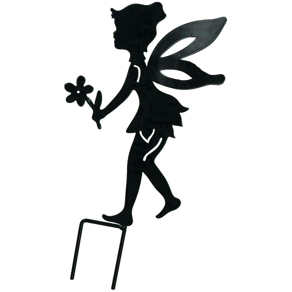 image 1 of Set of 4 Small Black Fairy Silhouettes With Stake Garden Deco Ornament