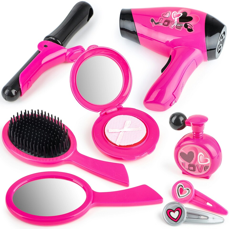 image 1 of Hairdressing & Vanity Beauty Set for Kids – Portable Role Play Styling Kit with Fashion Handbag