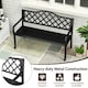 image 5 of COSTWAY 128CM Patio Bench Slatted Metal Garden Loveseat Black