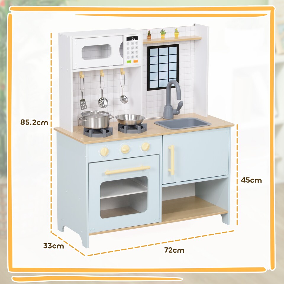 image 1 of AIYAPLAY Play Kitchen, Large Kids Pretend Role Play Kitchen with Light & Sound Stove, Oven, Microwave, Sink, Cooking Accessories, Gift for Boys and Girls Ages 3+