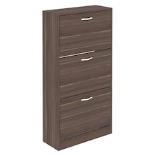 Vida Designs 3 Drawer Shoe Cabinet Shoe Rack Storage Cupboard, Walnut