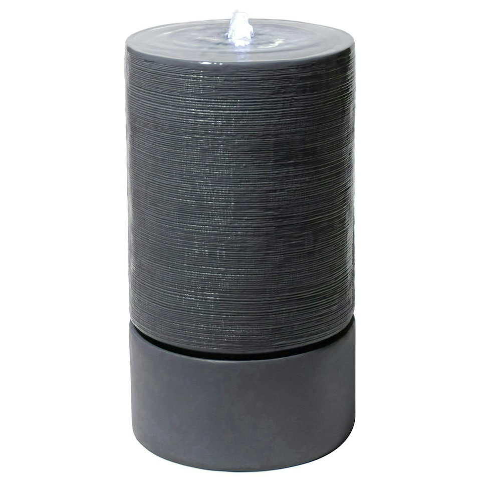 image 1 of Primrose Siena Rippling Effect Column Water Feature Fountain with LEDs Grey 85cm